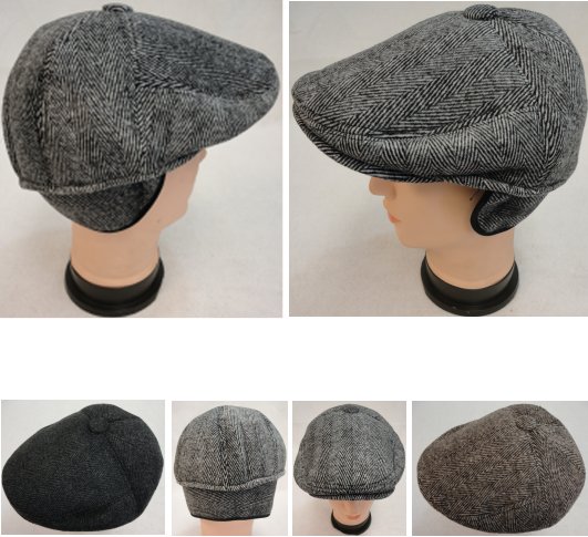 Warm Ivy CAP with Ear Flaps[Herringbone] Button Top